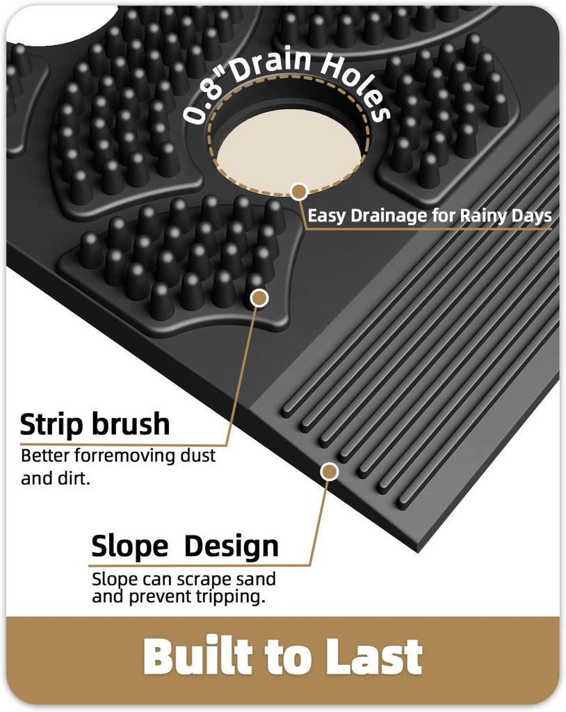 Super Heavyweight TPE Welcome Mat Outdoor, 17"x29" Black | Stormproof, Eco-Friendly Materials Odor-Free Door Mat