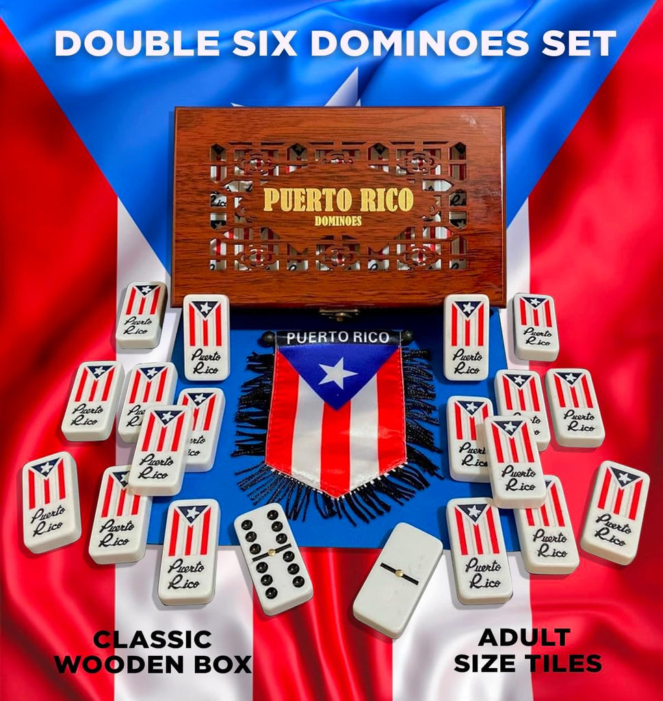 Puerto Rico Classic Double Six Dominoes Set - Premium Quality with Wooden Storage Case