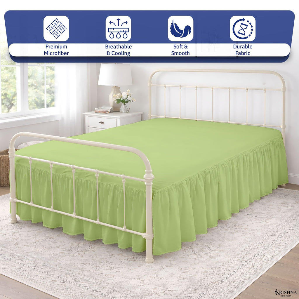 Ruffled Bed Skirt with Split Corners, 100% Microfiber Hotel Quality, 18 Inch Drop Dust Ruffle Gathered Bedskirt