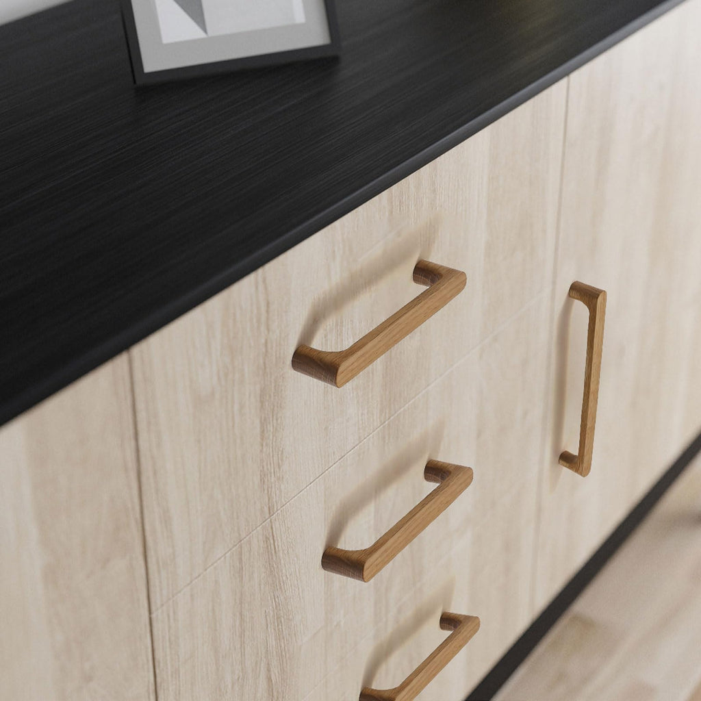 5 in beech 6 pcs Round Wooden Drawer Pulls cabinets Handle Kitchen Door