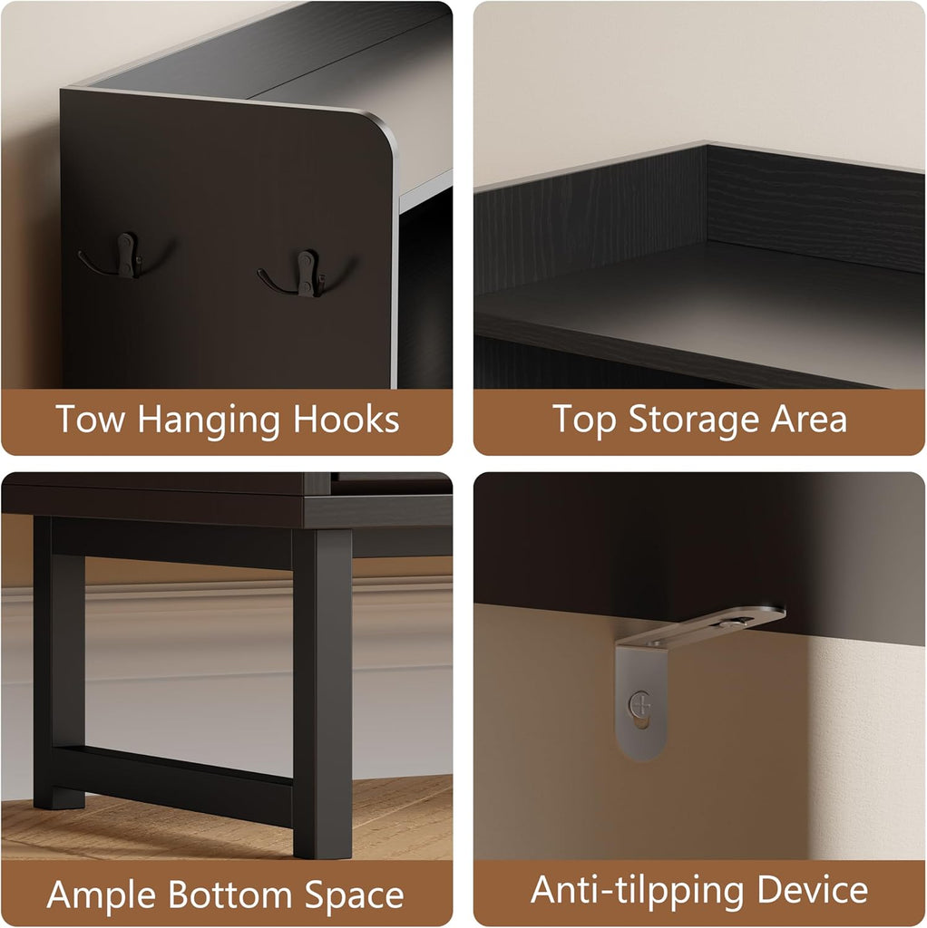 Shoe Cabinet with 2 Flip Drawers, Freestanding Hidden Shoe Storage Organizer , Narrow Slim Shoe Rack Cabinet with