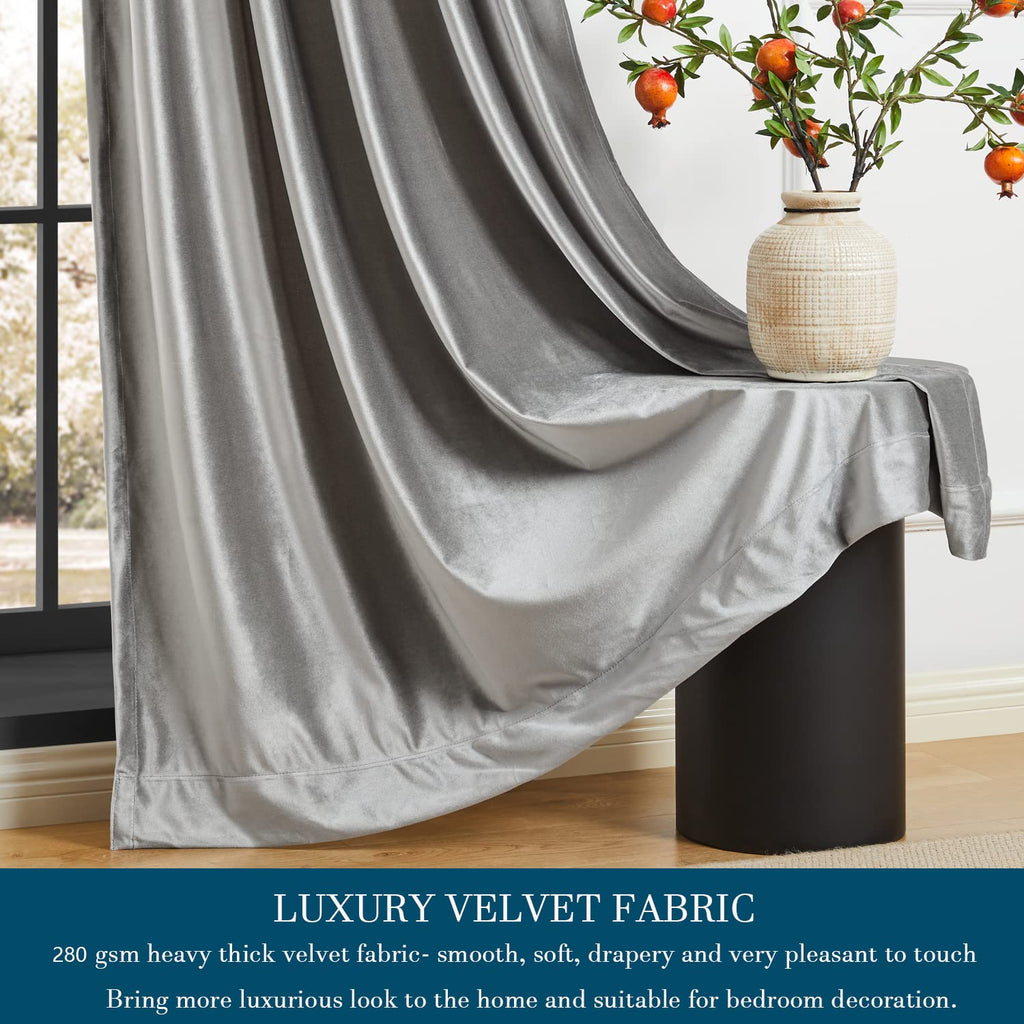 Silver Grey Curtains 108 inch, 2 Panels Drapes Blackout Rod Pocket Back Tab Window Treatment Room Darkening Thick