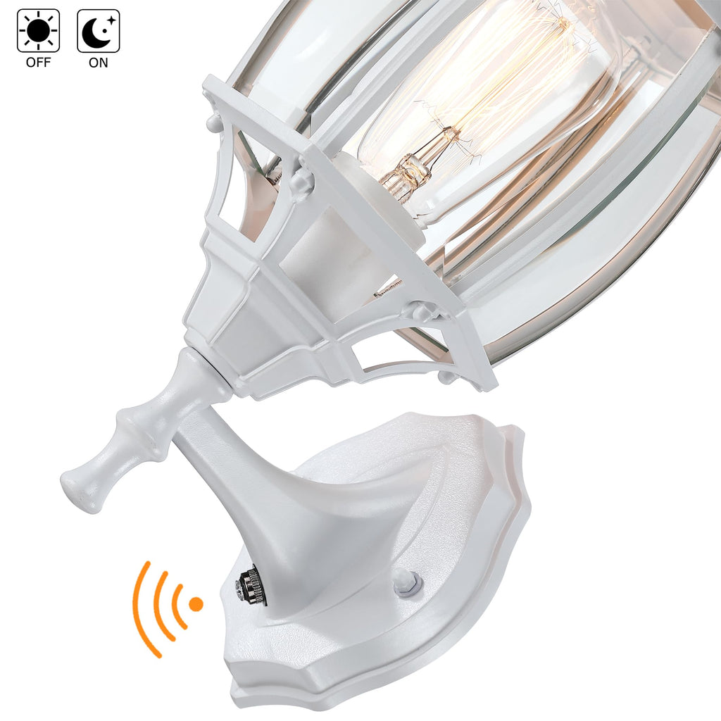 16.8 Inch White Outdoor Wall Lights Dusk to Dawn, Outside Wall Sconce White Dusk to Dawn Sensor Outdoor Light for