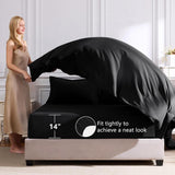 Queen Comforter Set Black - Bed in a Bag Queen 7 Pieces, Luxury Soft Bed Set for All Seasons