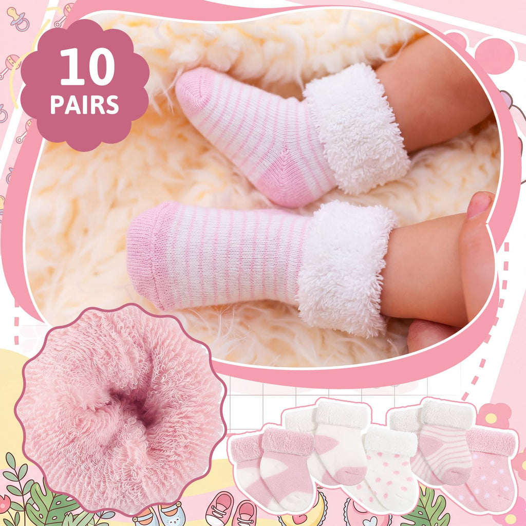 10 Pairs Preemie Cotton Turn Cuff Socks Cute