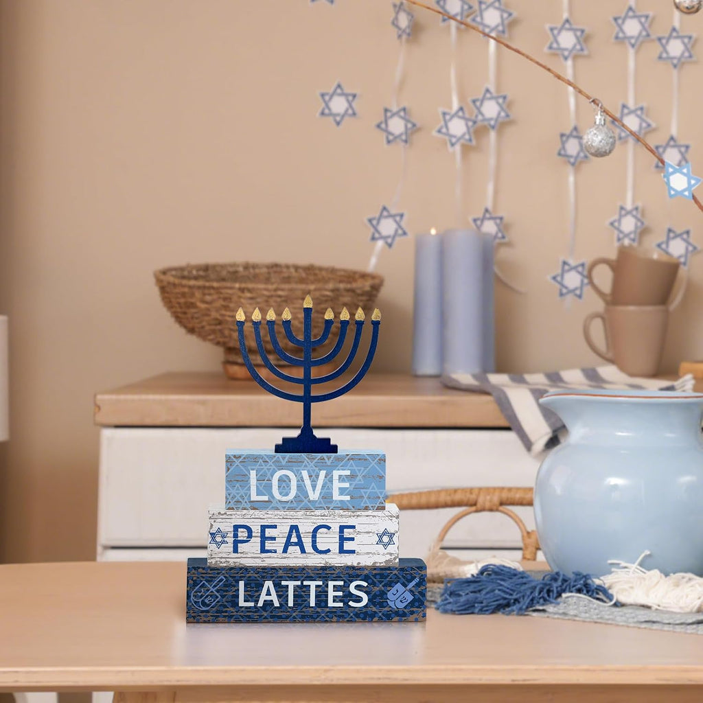 Hanukkah Wooden Table Decorations - Set of 4