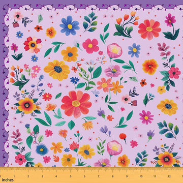 Boho Floral Upholstery Fabric Rainbow Flowers Outdoor Fabric by The Yard 362"x63", Watercolor Botanical Garden Plant