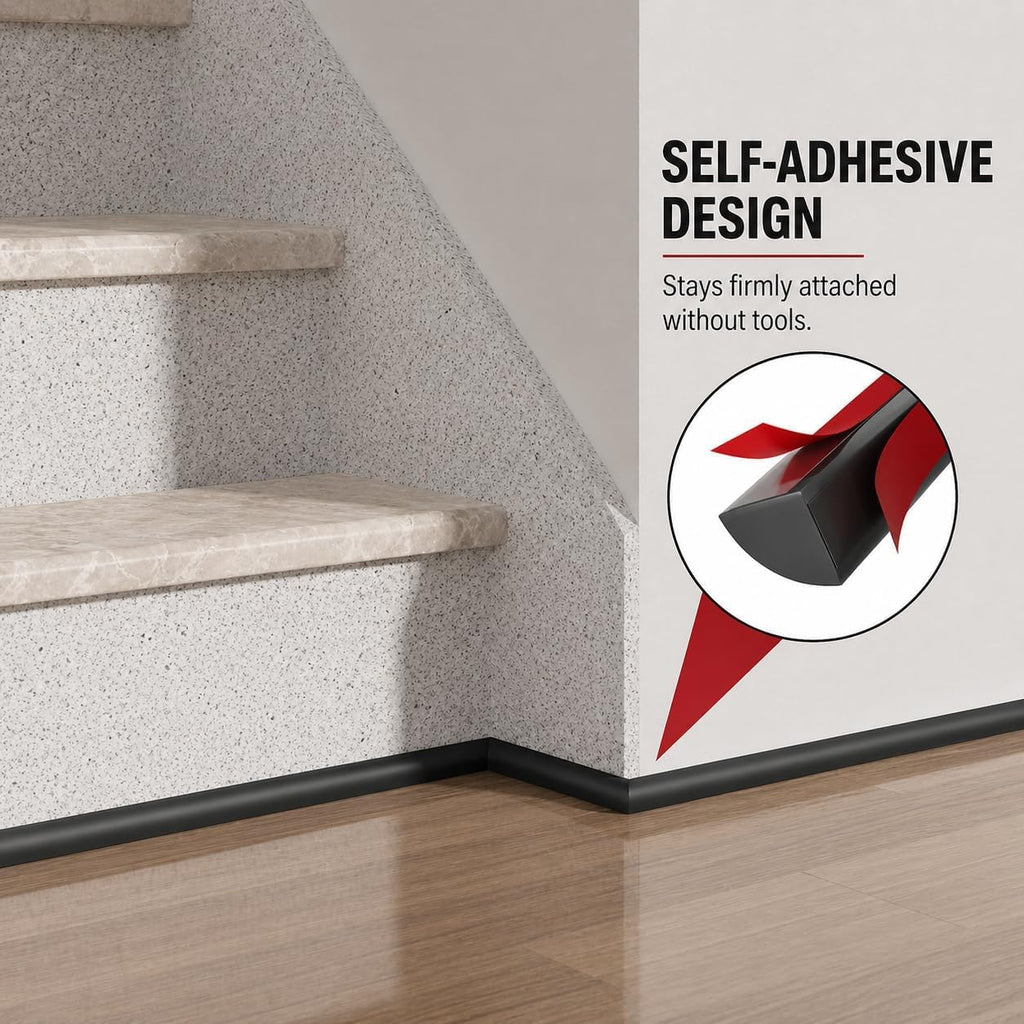 0.25" x 0.25" Mini Quarter Round Molding,10FT Self Adhesive Flexible Trim for Small Gaps, Countertop Wall Seam
