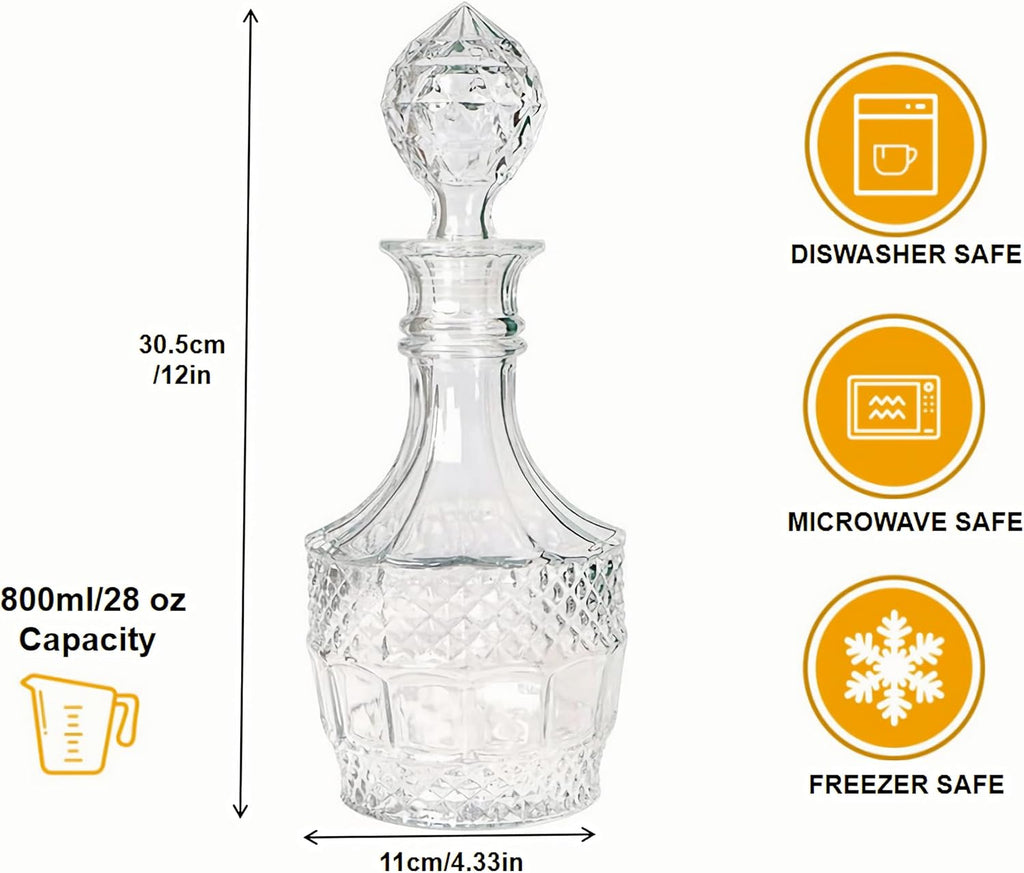 Whiskey Decanter with Airtight Stopper, Liquor Decanter, Lead-Free Crystal Wiskey Brandy Vodka Bourbon Decanter