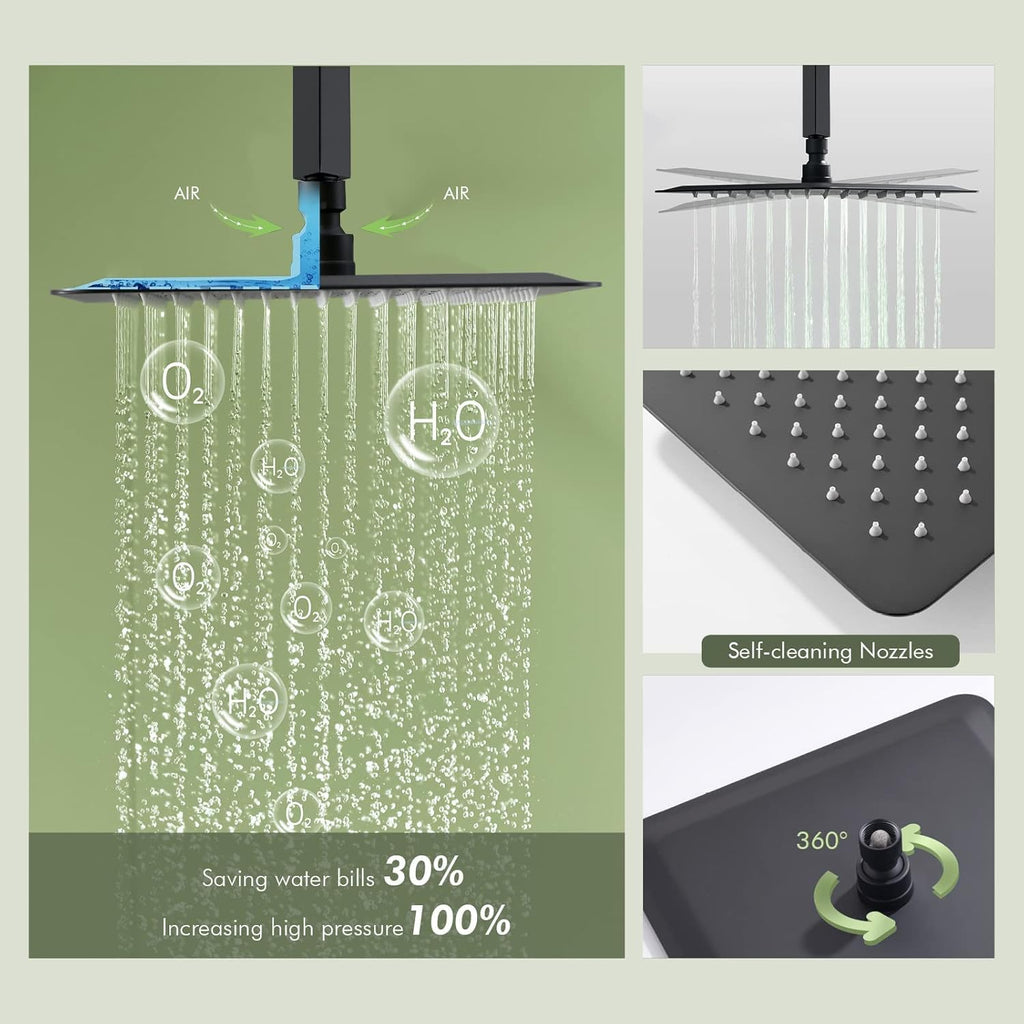 Shower Faucets Sets Shower System with Body Jets, 10" Rain Shower Head with 2 In 1 Handheld Spray and 4 Jets, Ceiling