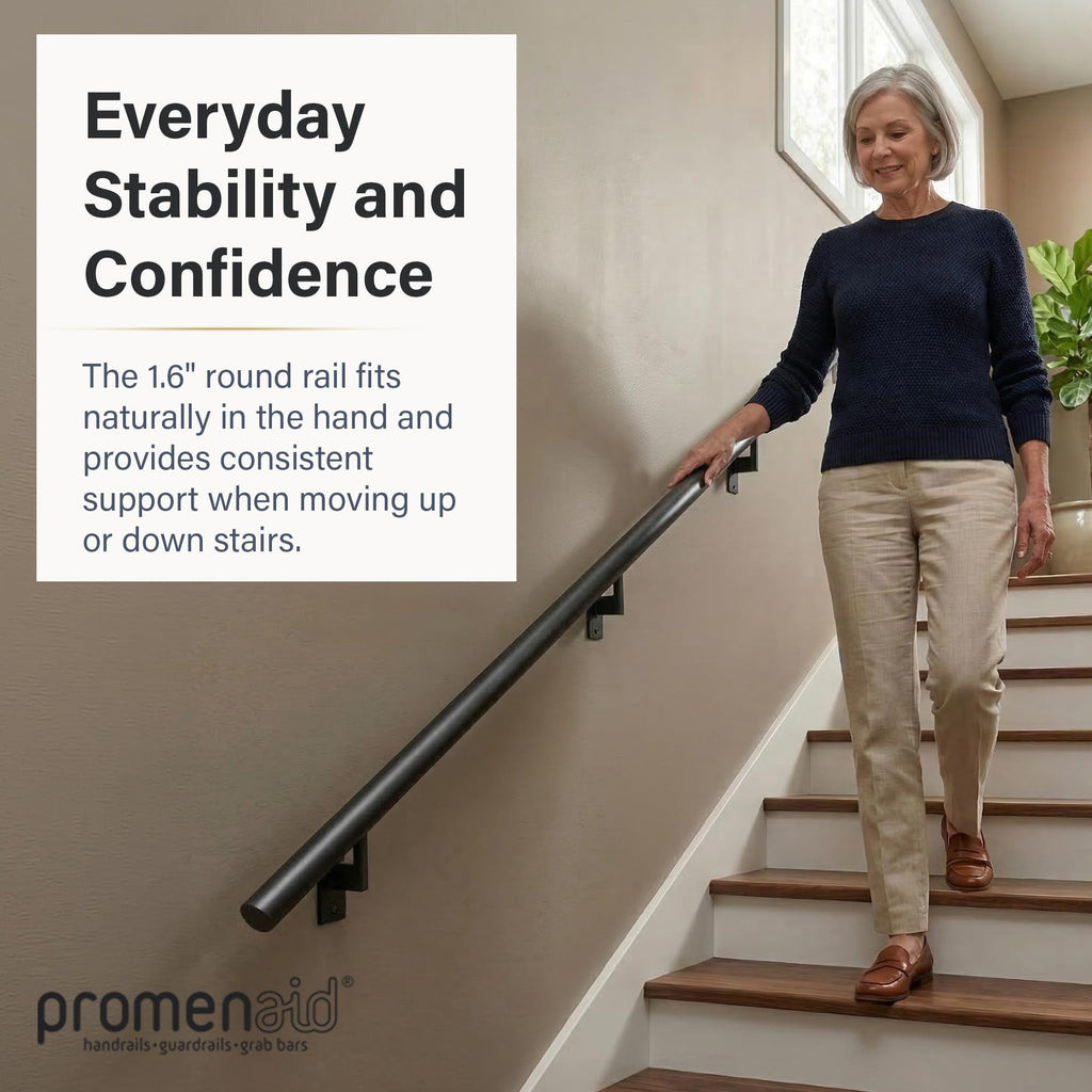 Flush Handrail Kit, 1.5 ft Stair Handrail, Satin Black
