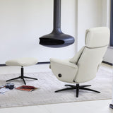 Modern Reclining Swivel Lounge Chair and Ottoman — Grey Genuine Leather