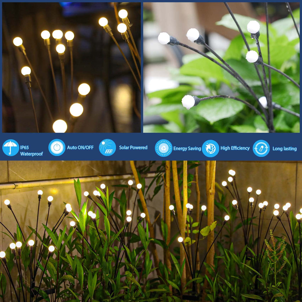 Solar Lights Outdoor, Solar Garden Firefly Lights (8 Pack, 64 LEDs)
