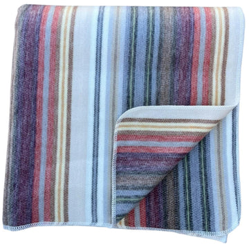 Wool Throw Blanket, Ultra-Soft, Lightweight & Warm, Breathable, Non-Itchy Hypoallergenic Blanket, Earth Tone Stripe
