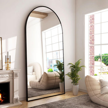 76"x34" Arched Full Length Mirror Large Full Body Mirrors, Black