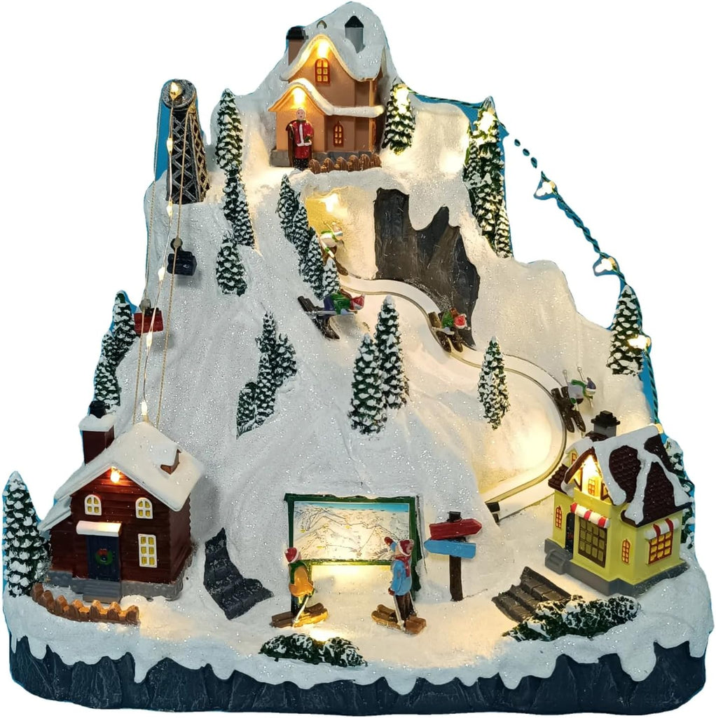 Christmas Village Ski Resort Animated Led Lights with Moving Skiers