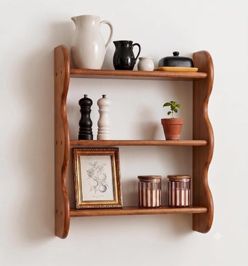 Floating Shelves For Wall - 100% Solid Wood Wall Shelf 3-Tier, Vintage Shelf Wall Mounted Storage Rack, Farmhouse