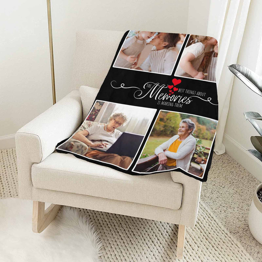 Custom Memory Blanket for Funeral, Black and Red Hearts Throw Blanket Customized in Loving Memory of Son Blanket