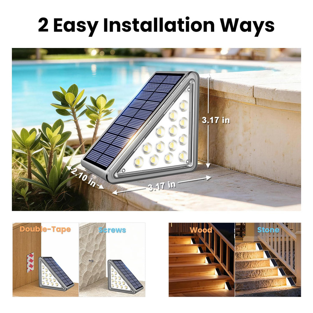 6 Pack Solar Step Lights Outdoor Waterproof, Solar Stair Lights,Gray