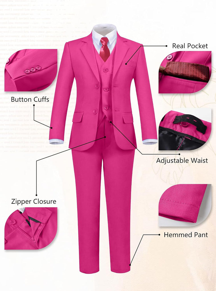 Toddler Suit for Boys Slim Fit Tuxedo Kids Wedding Ring Bearer Outfit