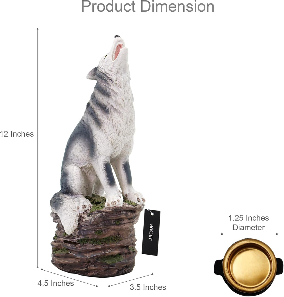 Incense Burner, Cone Incense Holder, Resin Wolf Décor 12 Inch Height, Aromatic Ambiance, Ideal Décor, Office