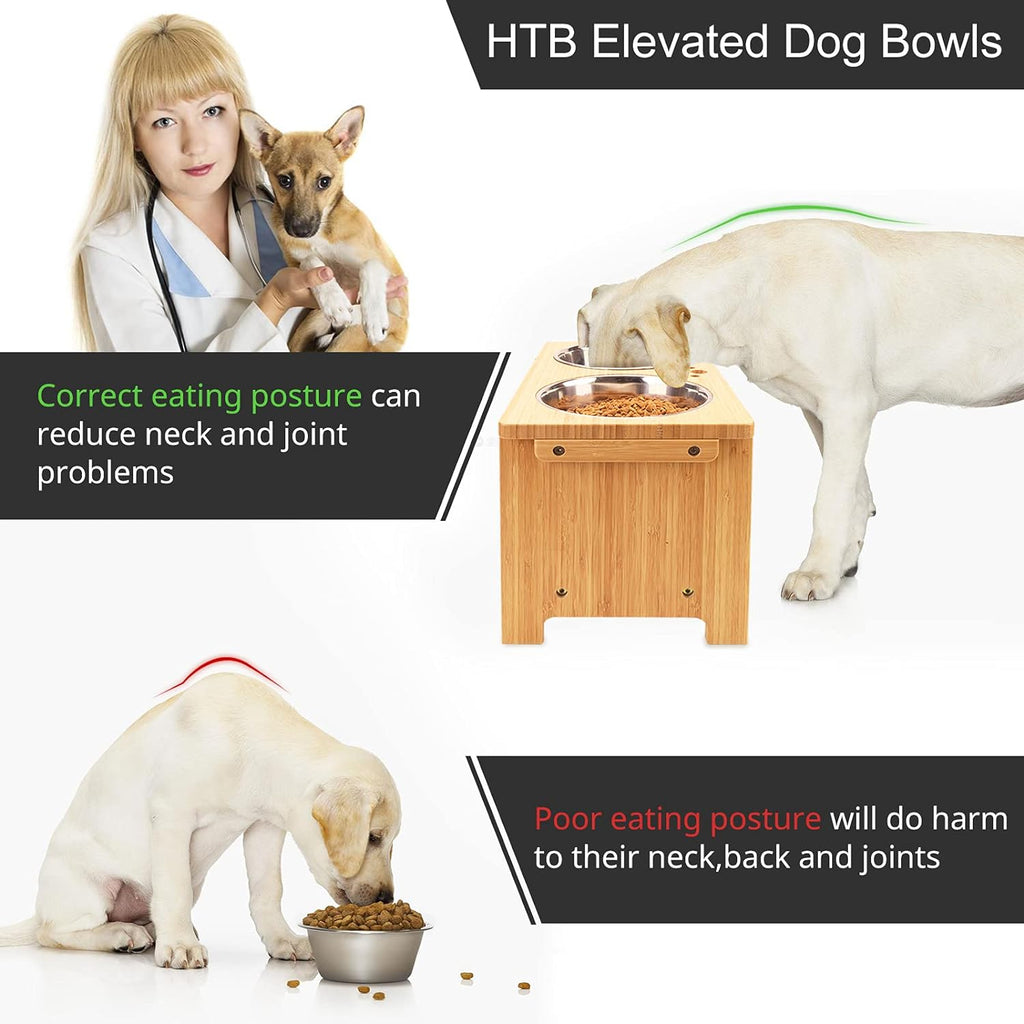 Elevated Dog Bowls, Raised Dog Bowl Stand with 2 Stainless Steel Bowls, Elevated Raised Dog Bowls for Large Medium