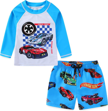Baby Boys' and Toddler Two Piece Rash Guard Swimsuits Set with Swim Trunk Kids Bathing Suit Swimwear Set