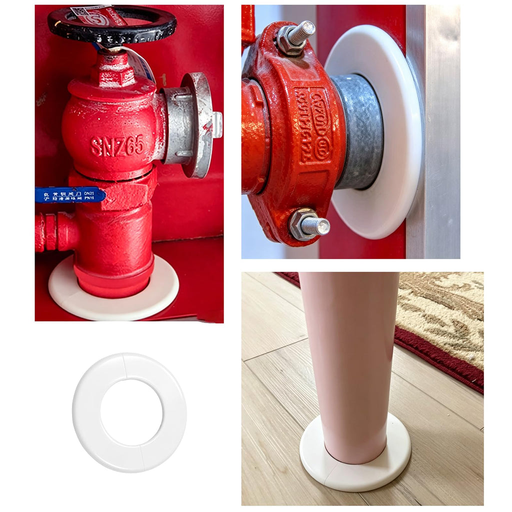 2 Pack Wall Split Flange ABS Round Escutcheon Plate for 3.0"/ 76mm Diameter Pipe Faucet Decoration Accessories (White)