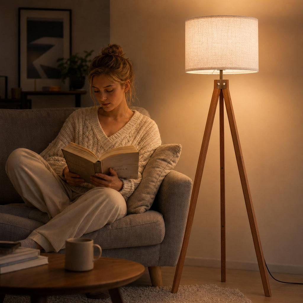 Wood Tripod Floor Lamp, 3 Color Temperatures