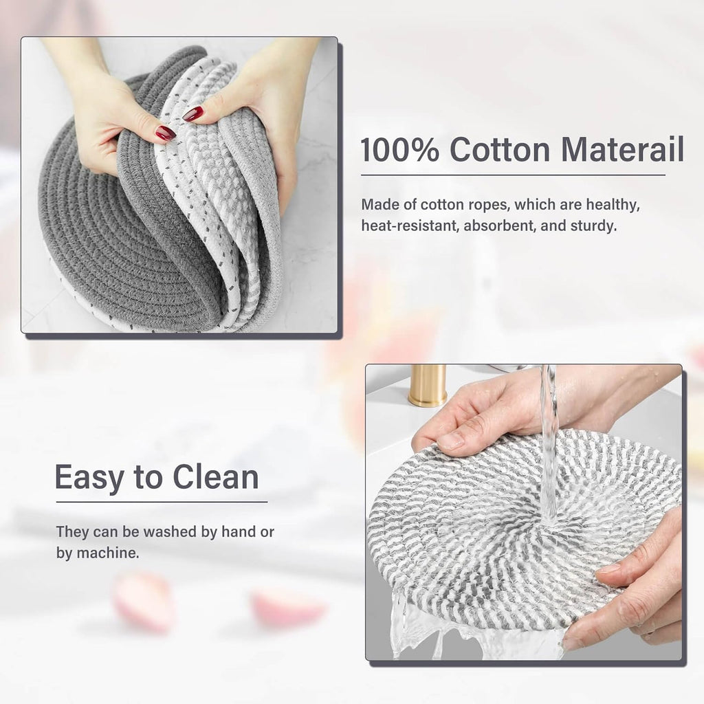 10" Trivets for Hot Dishes, Hot pots and Pans, Heat Resistant Pot Holders, Hot Pads for Countertops - Set of 4
