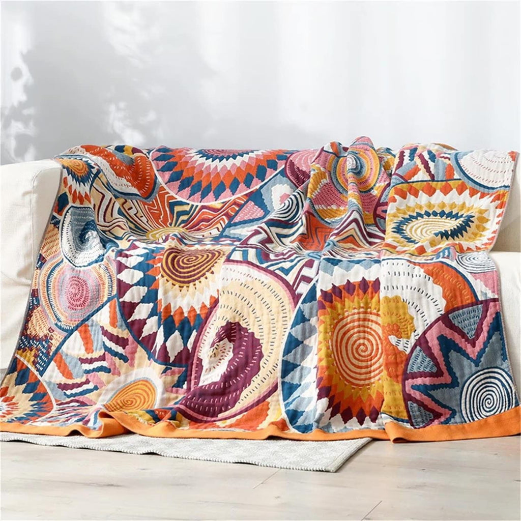 Boho Throw Blanket 90"x98" Fall Cotton Decorative Blanket for Couch