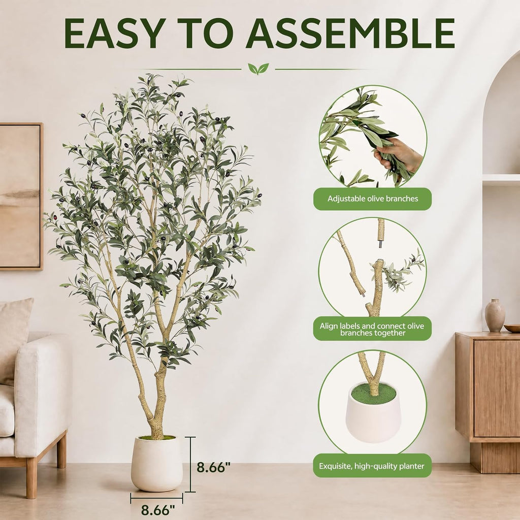 6FT Artificial Olive Tree with Pot & Slender Multi-Branch Design