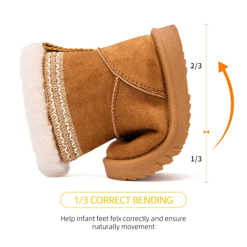 Baby Winter Snow Boots Infant Walking Shoes Brown