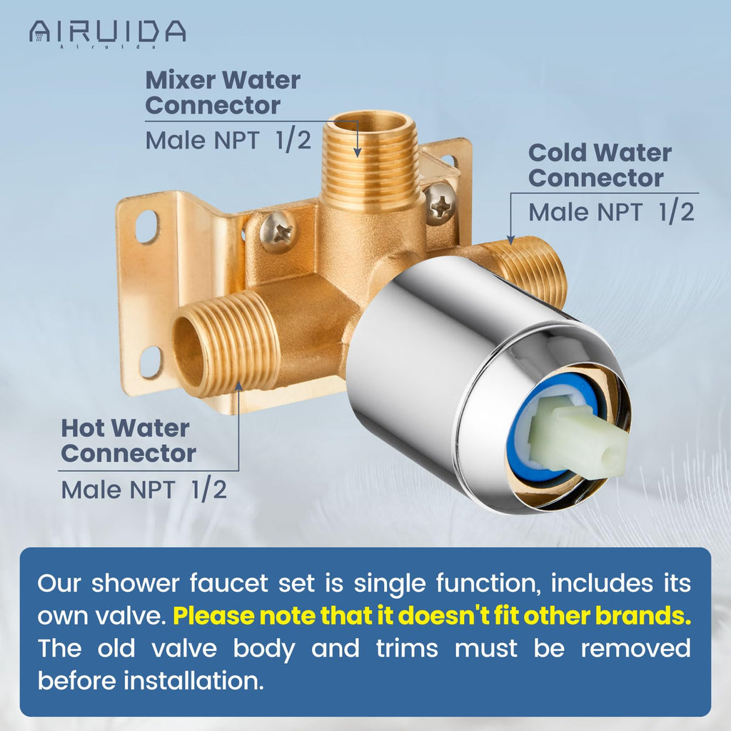 Shower Faucet Set,12 Inch Shower Valve Kit,Chrome Polish