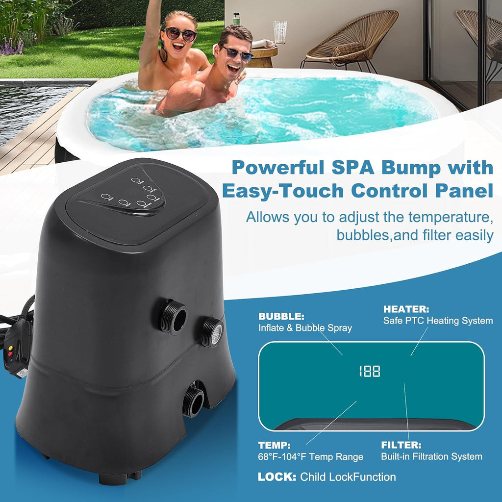 Inflatable Hot Tub, Portable Outdoor 75x47x25 Inch Spa with Air Jets | Durable PVC Blow Up Hot Tub for Backyard