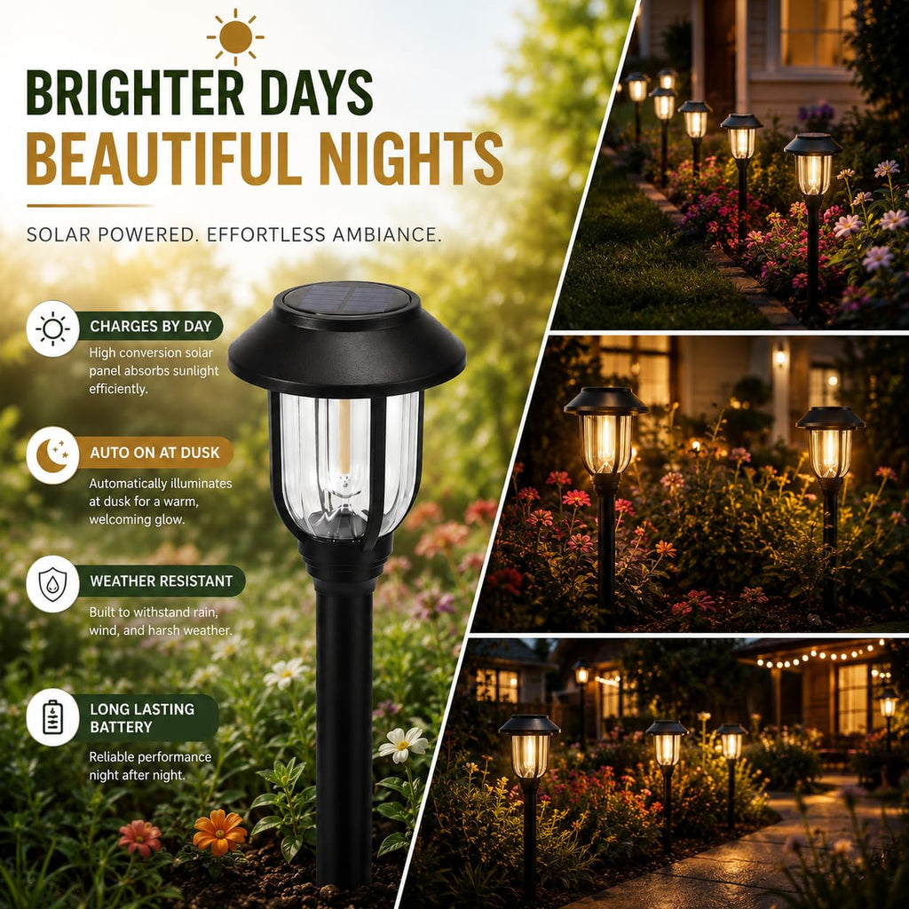 Solar Pathway Lights Outdoor 8 Pack, Warm White Solar Path Lights, Waterproof Energy Efficient Landscape Lights