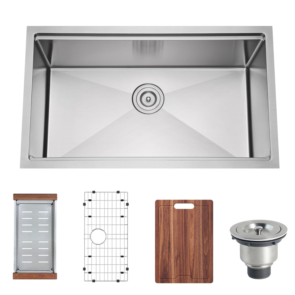 27 Inch Undermount Workstation Handmade Single Bowl Kitchen Sink