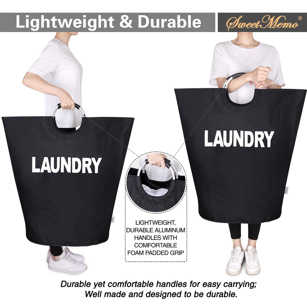 Oversized Laundry Basket, Huge Laundry Hamper Bag with Handles, 160L Black