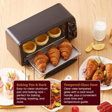 ETO236 Personal Compact 2 Slice Countertop Toaster Oven with 15 Minute Timer & Adjustable Temperature, Bake, Broil, &