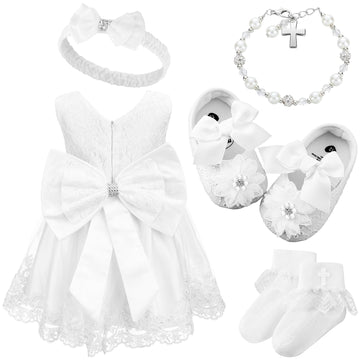 5 Pcs Baby Girl Baptism Outfit