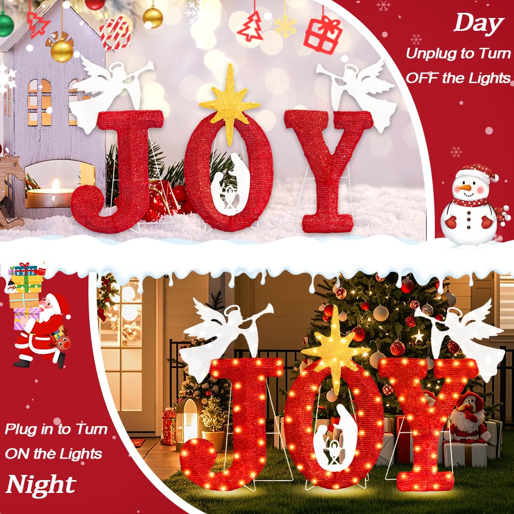 Lighted Joy Christmas Yard Outdoor Decoration 22.5In Large Nativity Scene