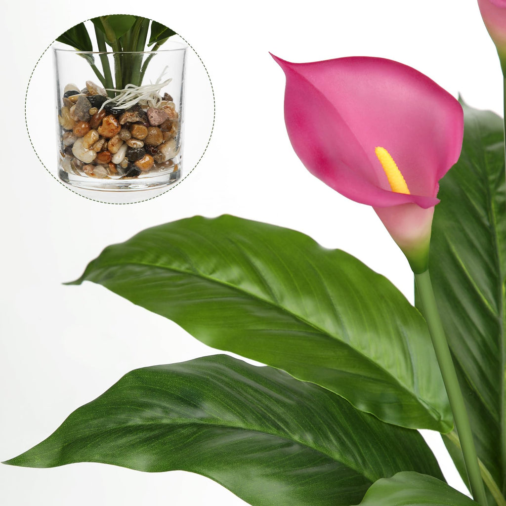 Fake Flowers in Vase 15.4" Purple Calla Lily Artificial Flowers with Vase Tropical Flowers Artificial Realistic Faux
