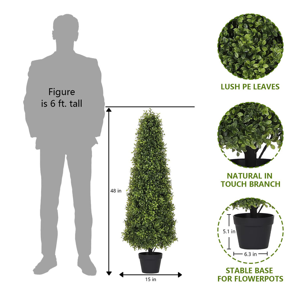 4ft Artificial Boxwood Topiary Trees Outdoor Set of 2