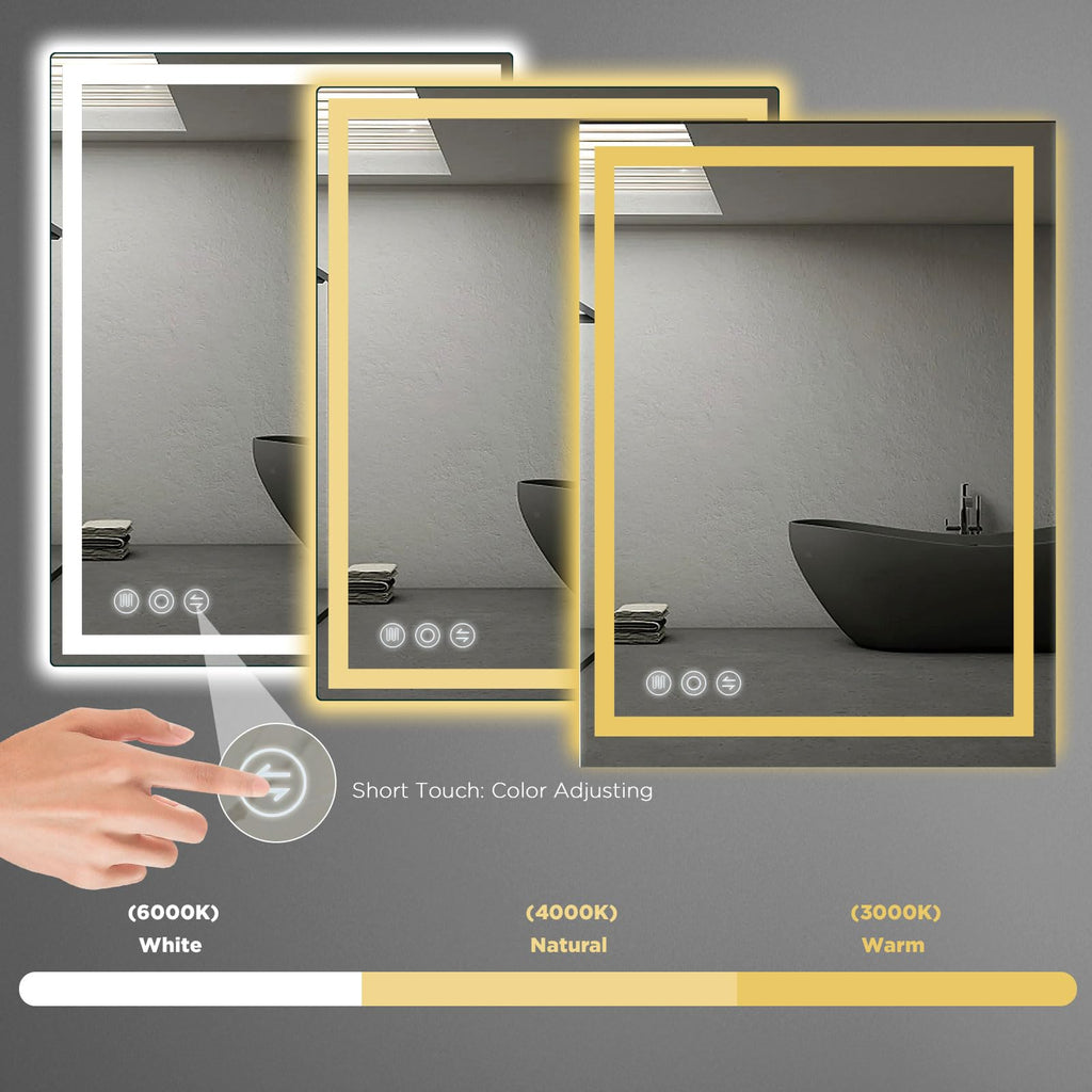 24" x 36" LED Bathroom Mirror with Lights, Memory Vanity Mirror