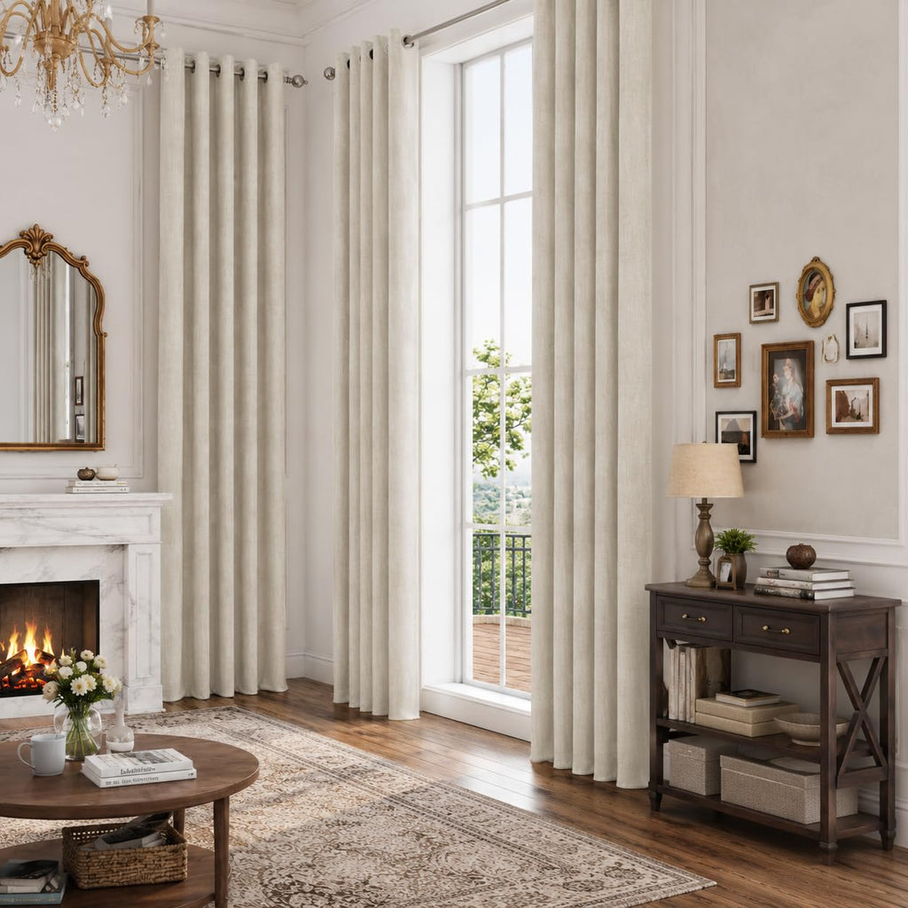 20ft Extra Long Curtains, 100% Blackout Faux Linen High Ceiling Curtains 240 Inches Long for 2 Story Living Room Tall