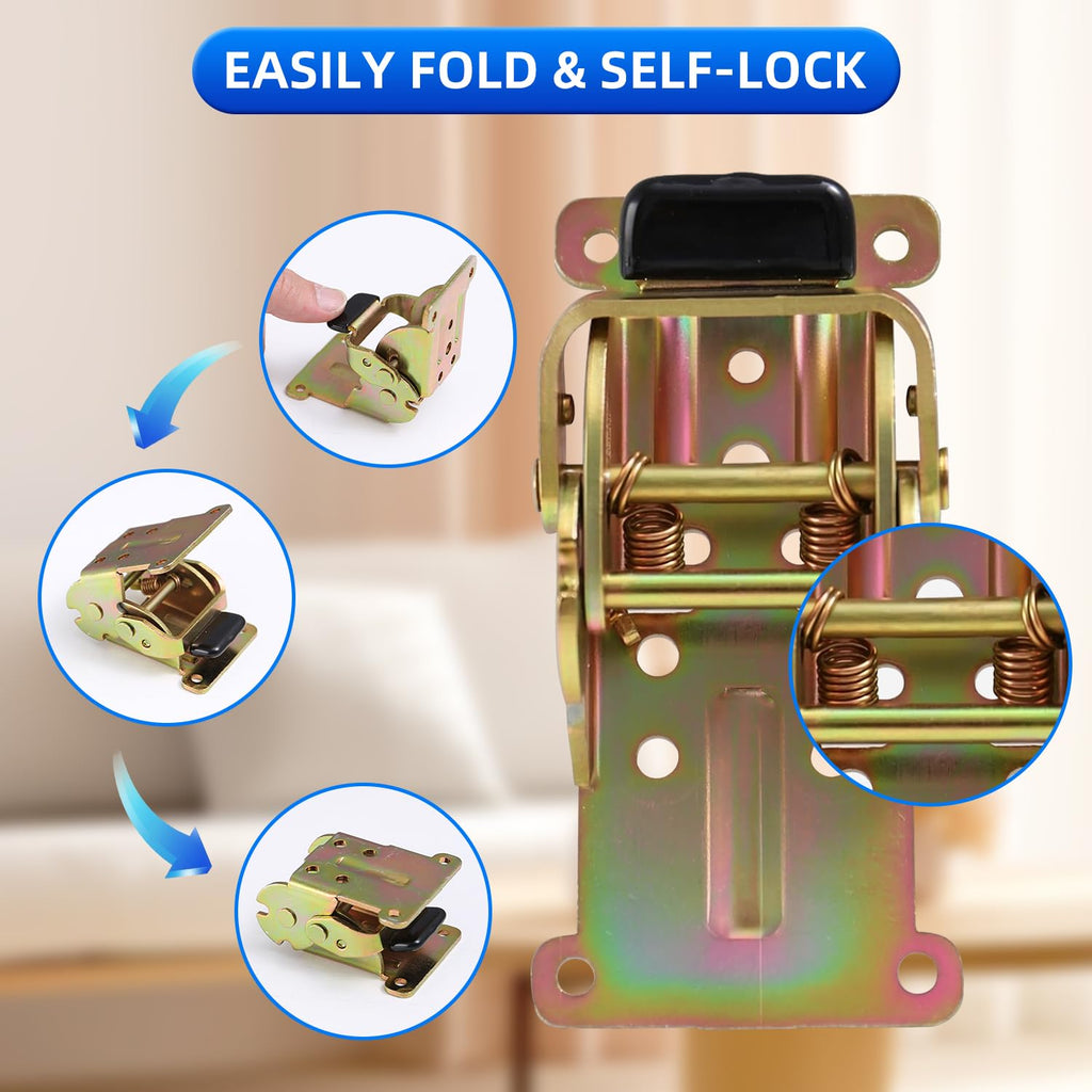 Folding Brackets 8 Pack, Heavy-Duty Self-Locking Hinges with Screws, Foldable Lock Extension Support Brackets for