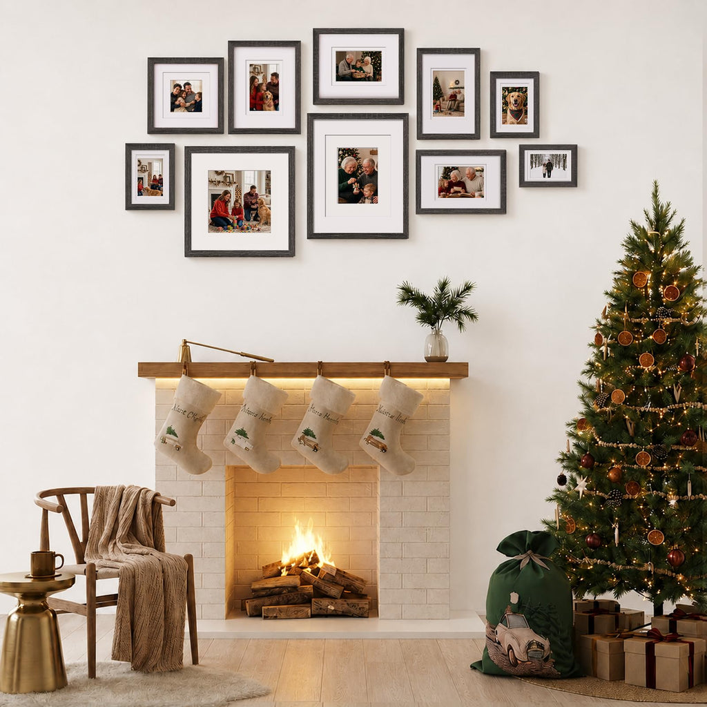 11x11 Picture Frames, Solid Wood frame Fits 4x4/8x8 with Mat or 11x11 Without Photo Frame Covered by Plexiglass, for
