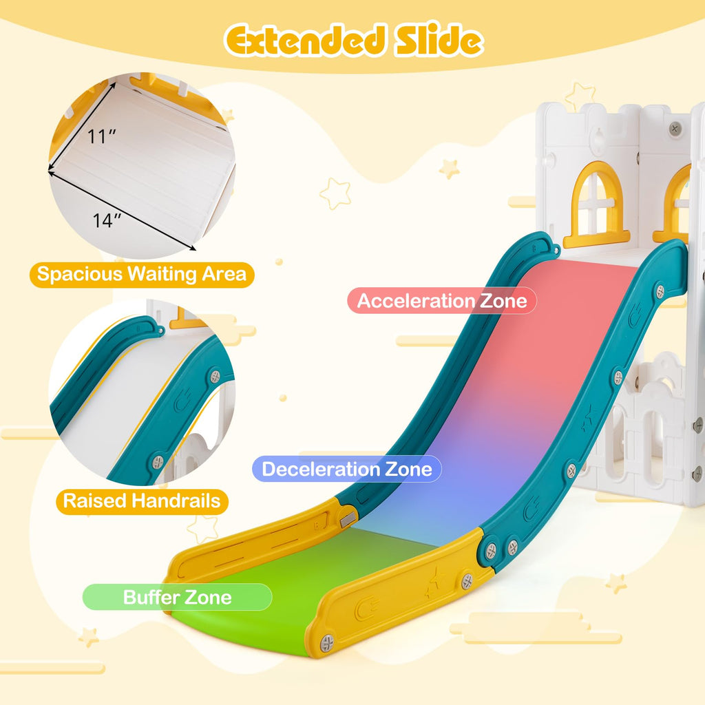 Toddler Slide, 6-in-1 Indoor & Outdoor Kids Slide Playset (Yellow)