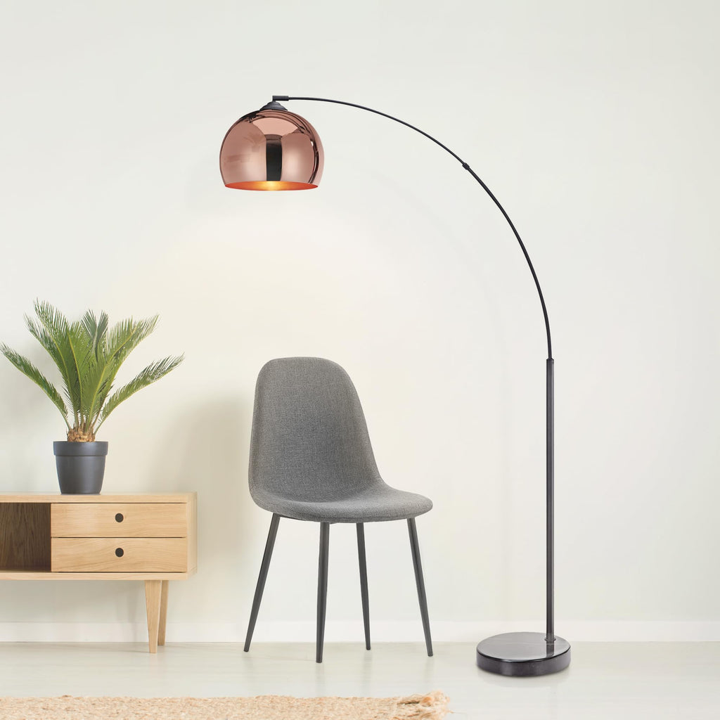 Arquer 66.93" Arc Floor Lamp s, Home Offices, Dining Rooms, Bedrooms with Faux Black Marble Base and Rose Gold
