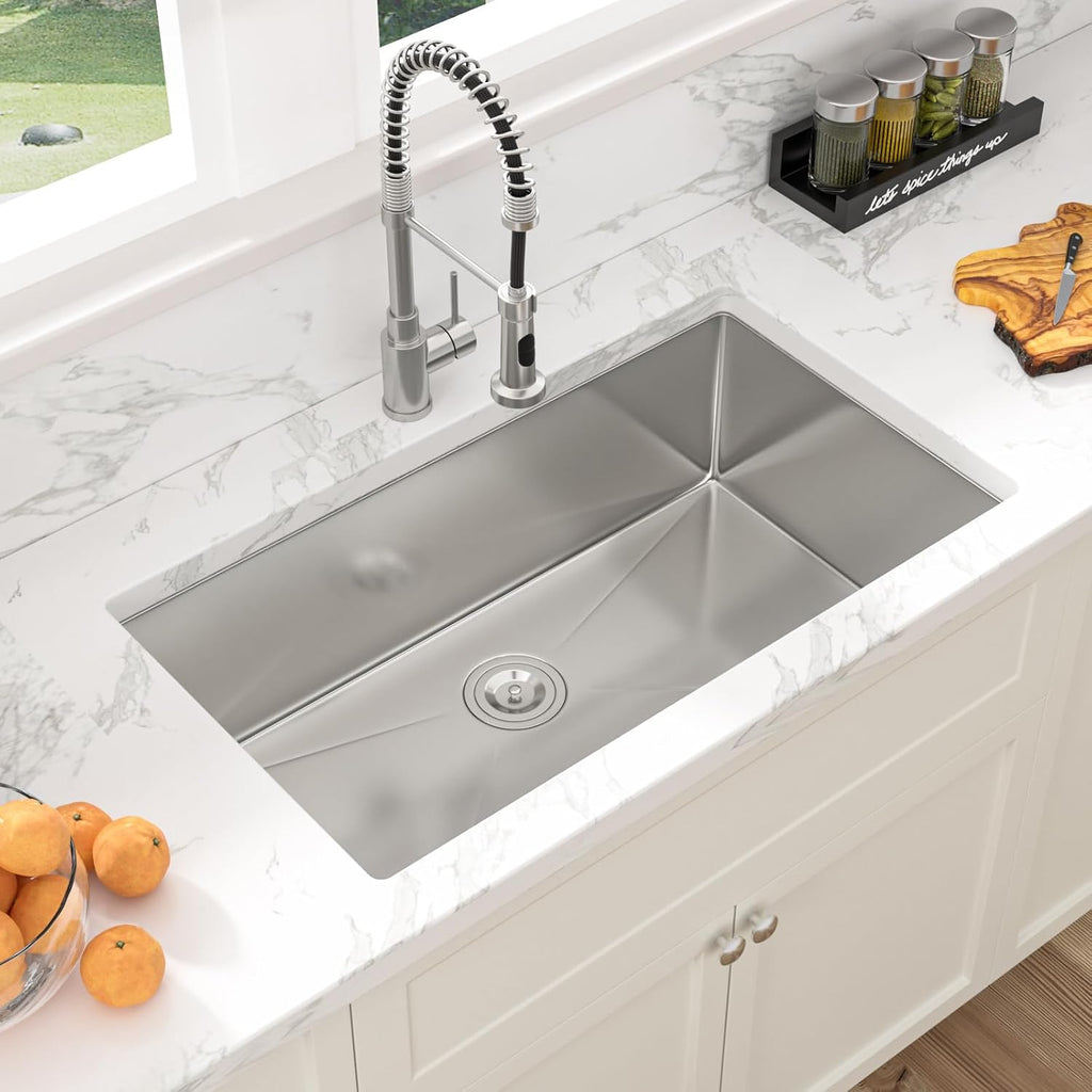 32 Undermount Kitchen Sink Stainless Steel - 32x19 Kitchen Sink Single Bowl Undermount Sinks 16 Gauge Round Corner